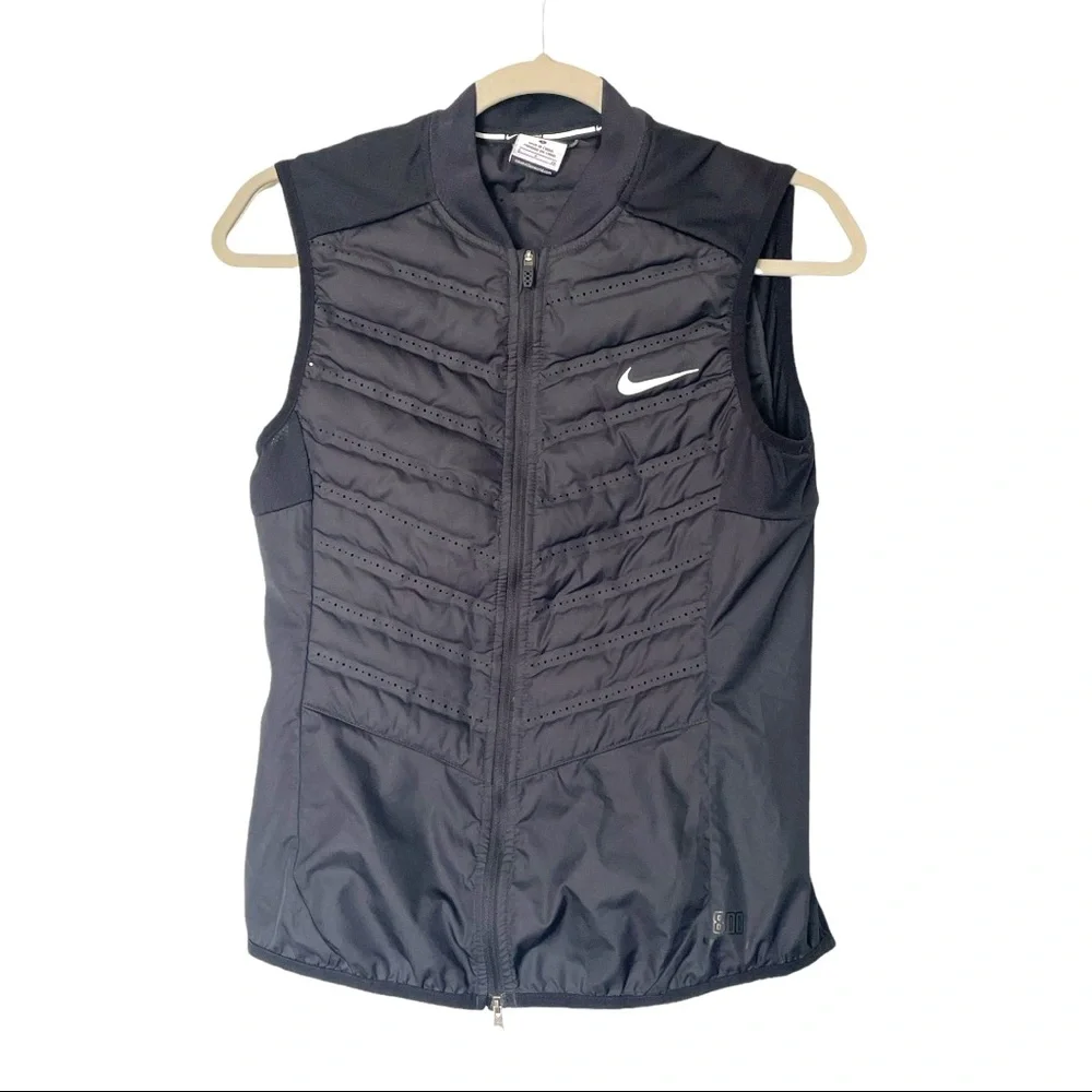 Nike Aeroloft 800 Black Down Fill Sleeveless Full Zip Running Vest Size Small - Picture 3 of 10